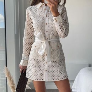 ZARA OPENWORK EMBROIDERED DRESS